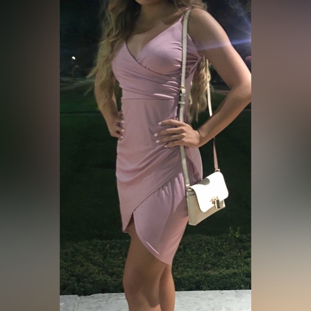 Elegant Pink Wrap Dress